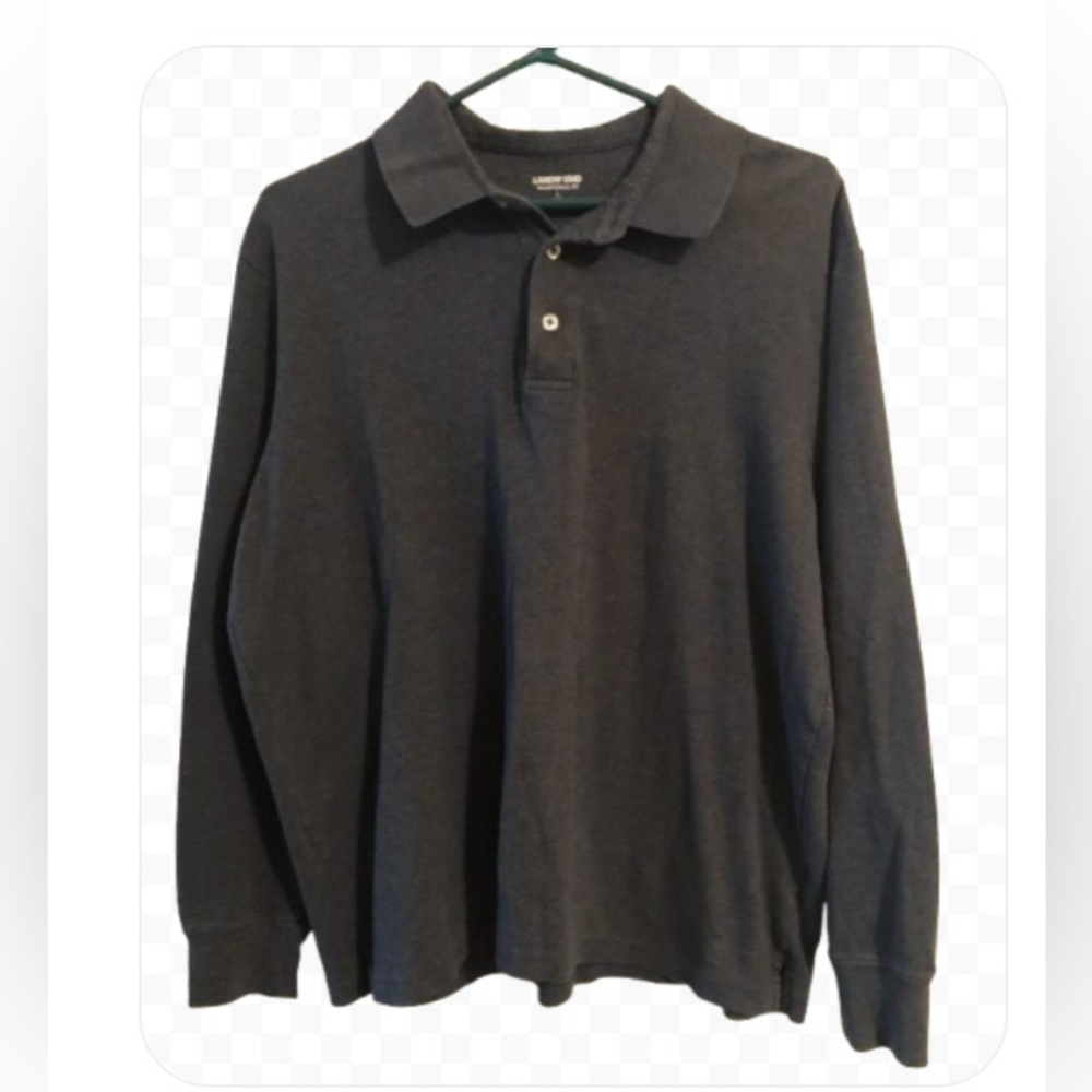 Lands’ End Polo Shirt Sz L Long Sleeve Traditional Fit 100% Cotton EUC